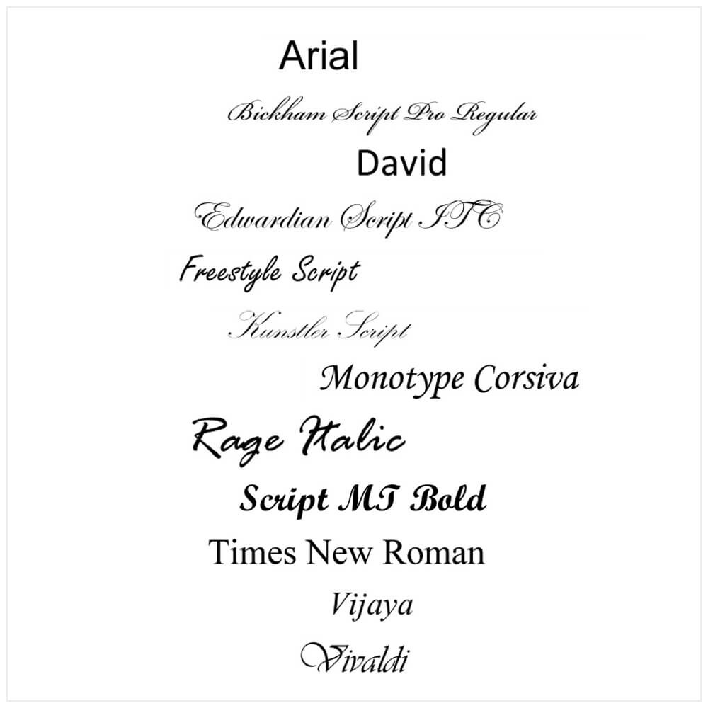 Schriftarten für die Gravur