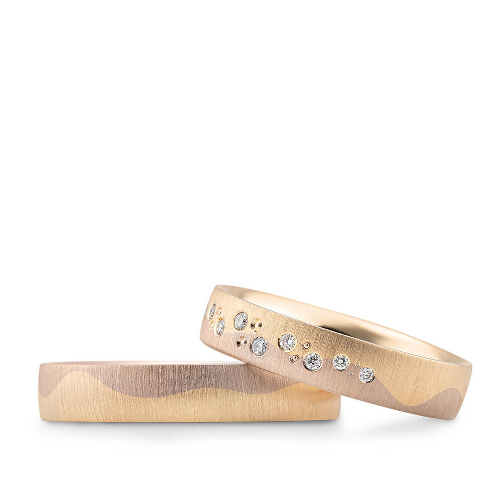 Eheringe Wave Sunrise & Blush Breuning 48/06713 & 48/06714