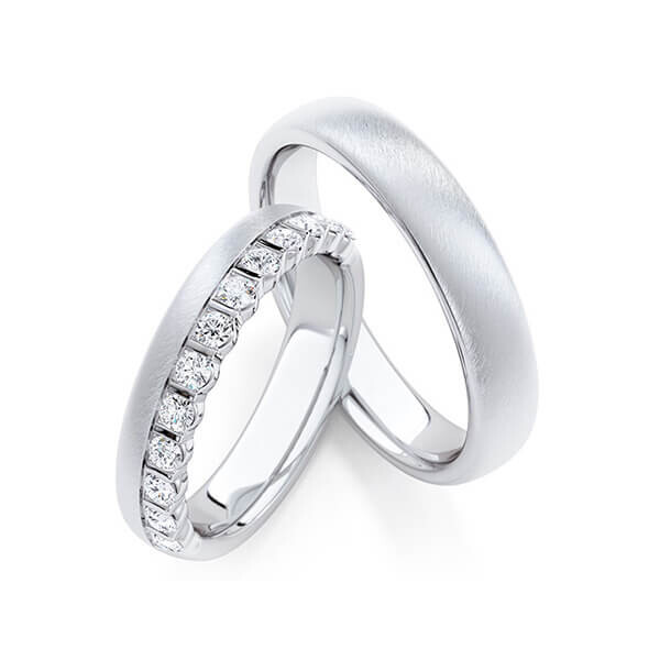 Trauringe Memoire Weißgold 333 Brillant zus. 0,560 ct. tw, si Rubin RU-1768
