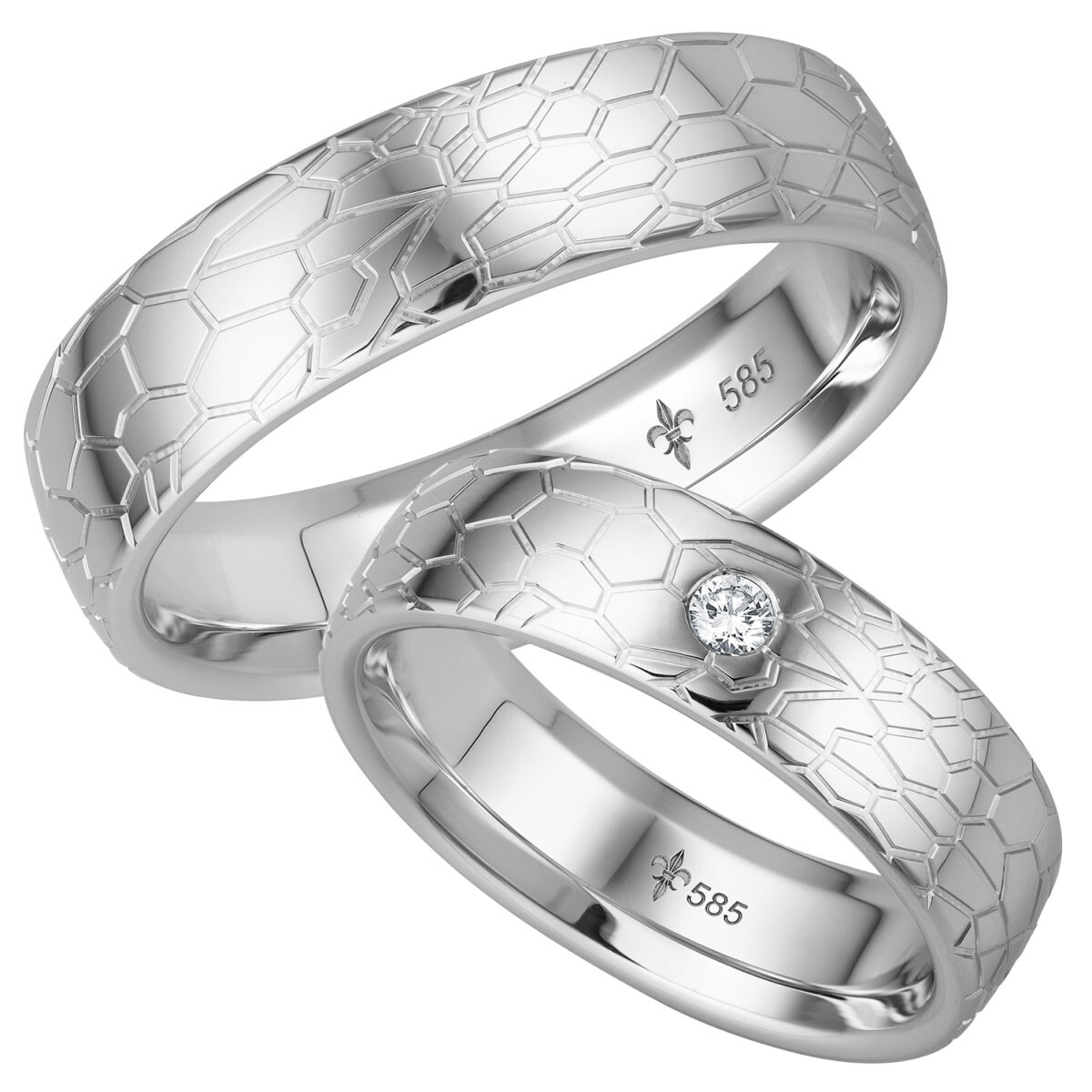 Giloy Trauringe TR-0-00030 & TR-1-00030 Zoé Weißgold