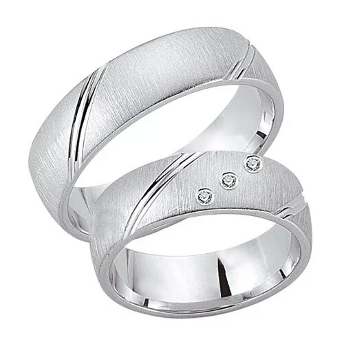 Schwarz Trauringe / Partnerringe Silber 925 Zirkonia SW925-091 Sterlingsilber quer feinmatt