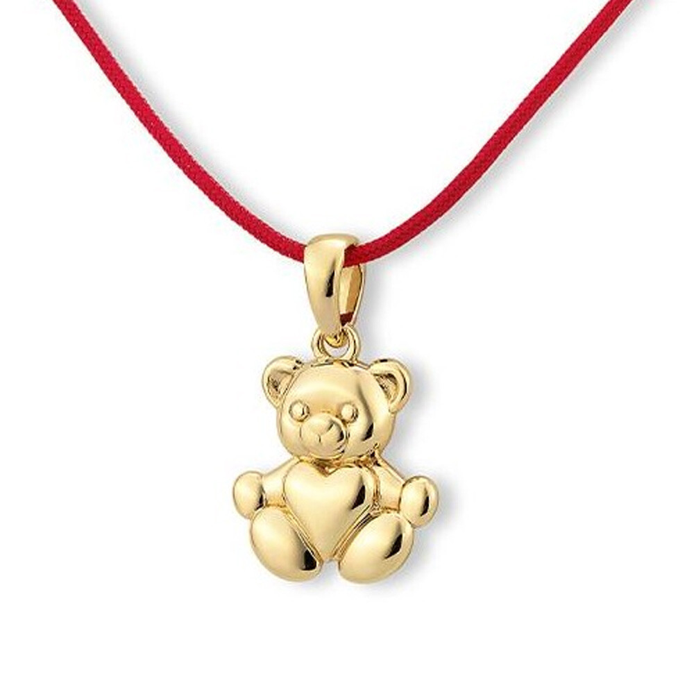 Collier Kids Teddybär Silber vergoldet Breuning 64-01243 - Band rot