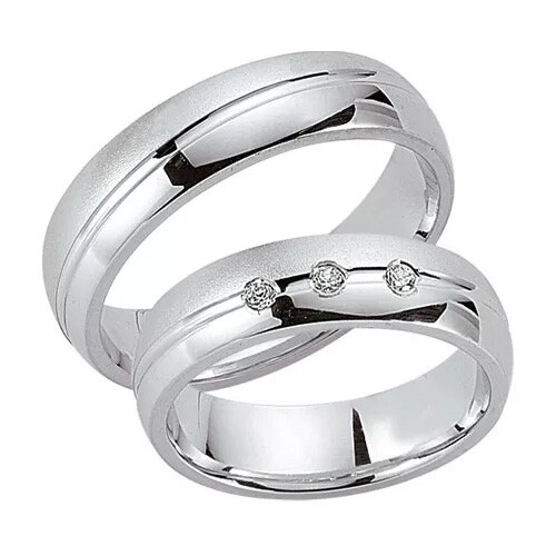 Schwarz Trauringe / Partnerringe Silber 925 Zirkonia SW925-036 Sterlingsilber sandmatt / poliert