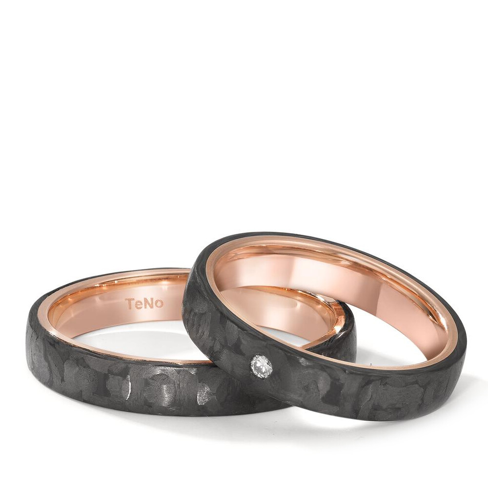 Volcanic Love Eheringe aus Rotgold 585 & Carbon TeNo 52659