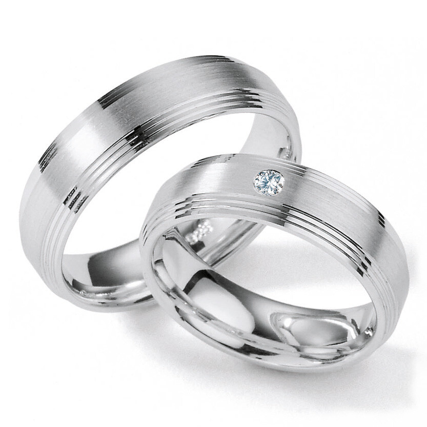 Collection Ruesch Trauringe Weißgold 55/01200 White Stlye Silver Brilliance