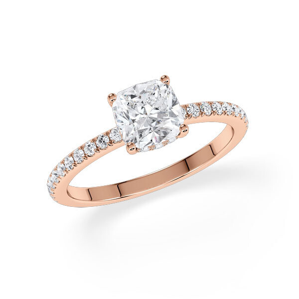 Ring Hidden Halo Cushion Rotgold Rubin 1898