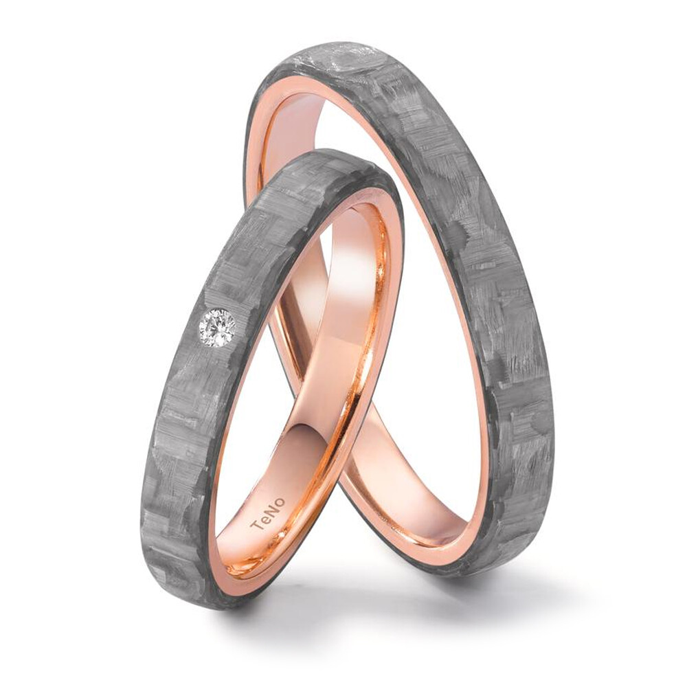 Ecstatic Love Eheringe aus Rotgold 585 & Carbon grau TeNo 52658