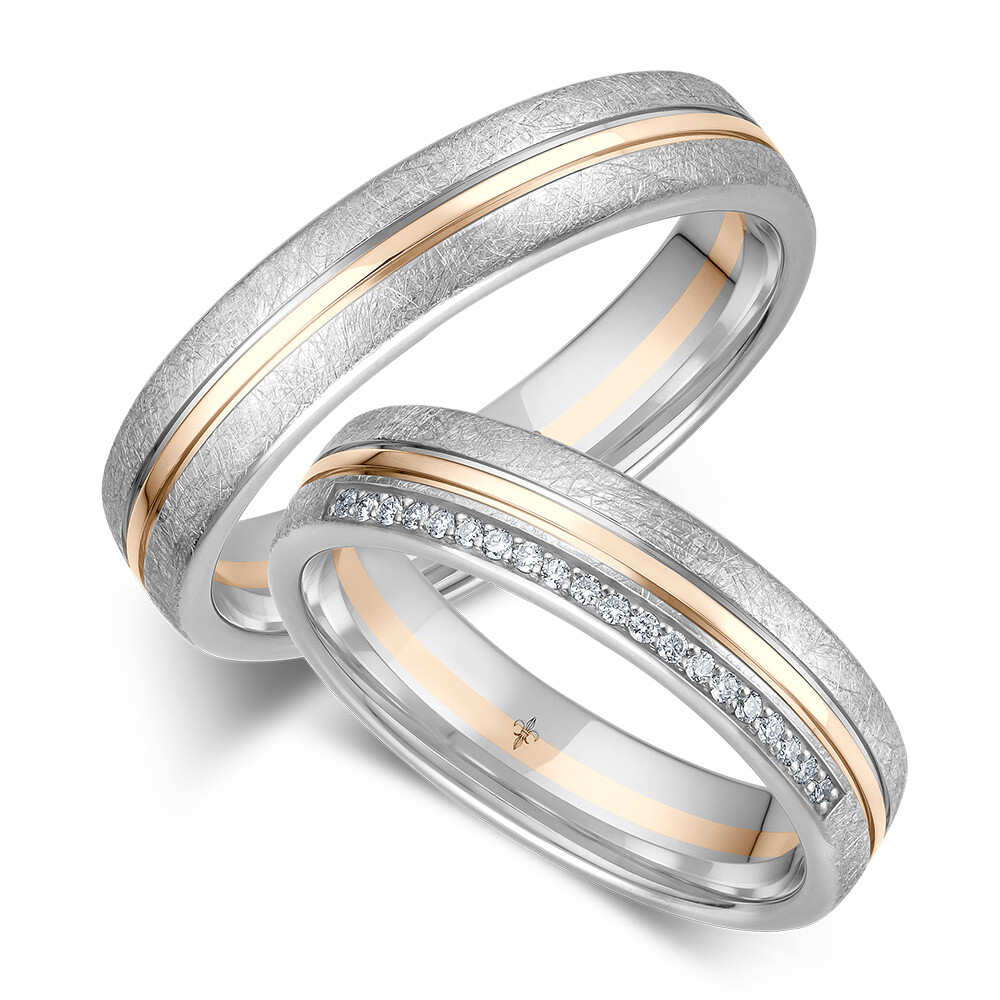 Trauringe Julie Weißgold & Roségold eismatt Giloy TR-0/TR-1-00088