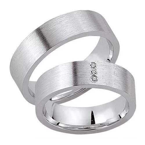 Schwarz Trauringe / Partnerringe Silber 925 Zirkonia SW925-026 Sterlingsilber feinmatt