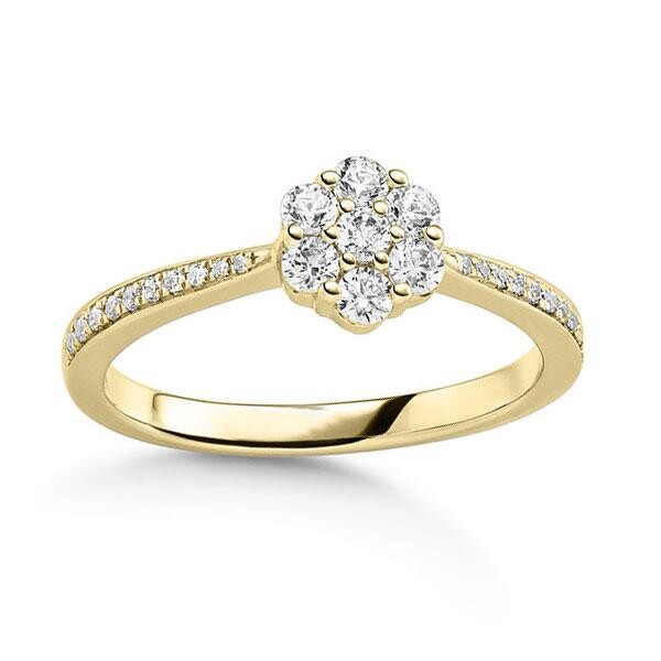 Verlobungsring Gelbgold 750 Brillant zus.0,325 ct, tw, vs Rubin RU-1829-2