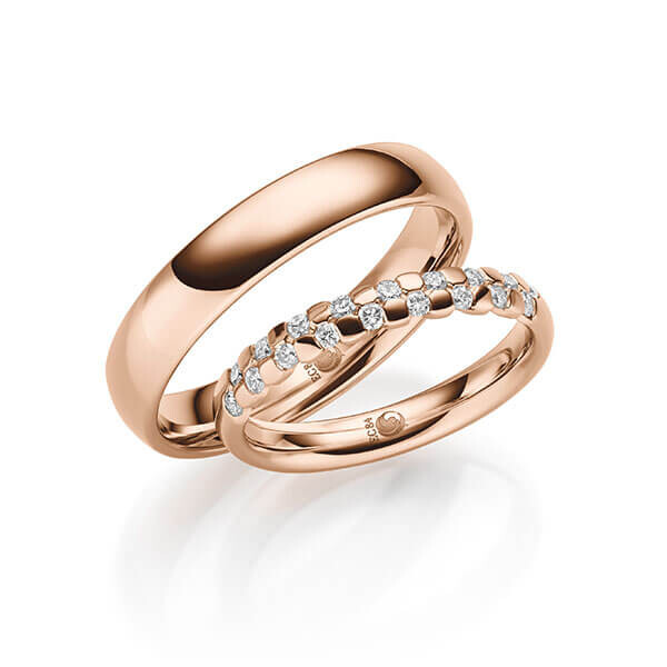 Paar Trauringe / Eheringe Rotgold 333/- zus. 0,270 ct, tw, si - RU-1708-3