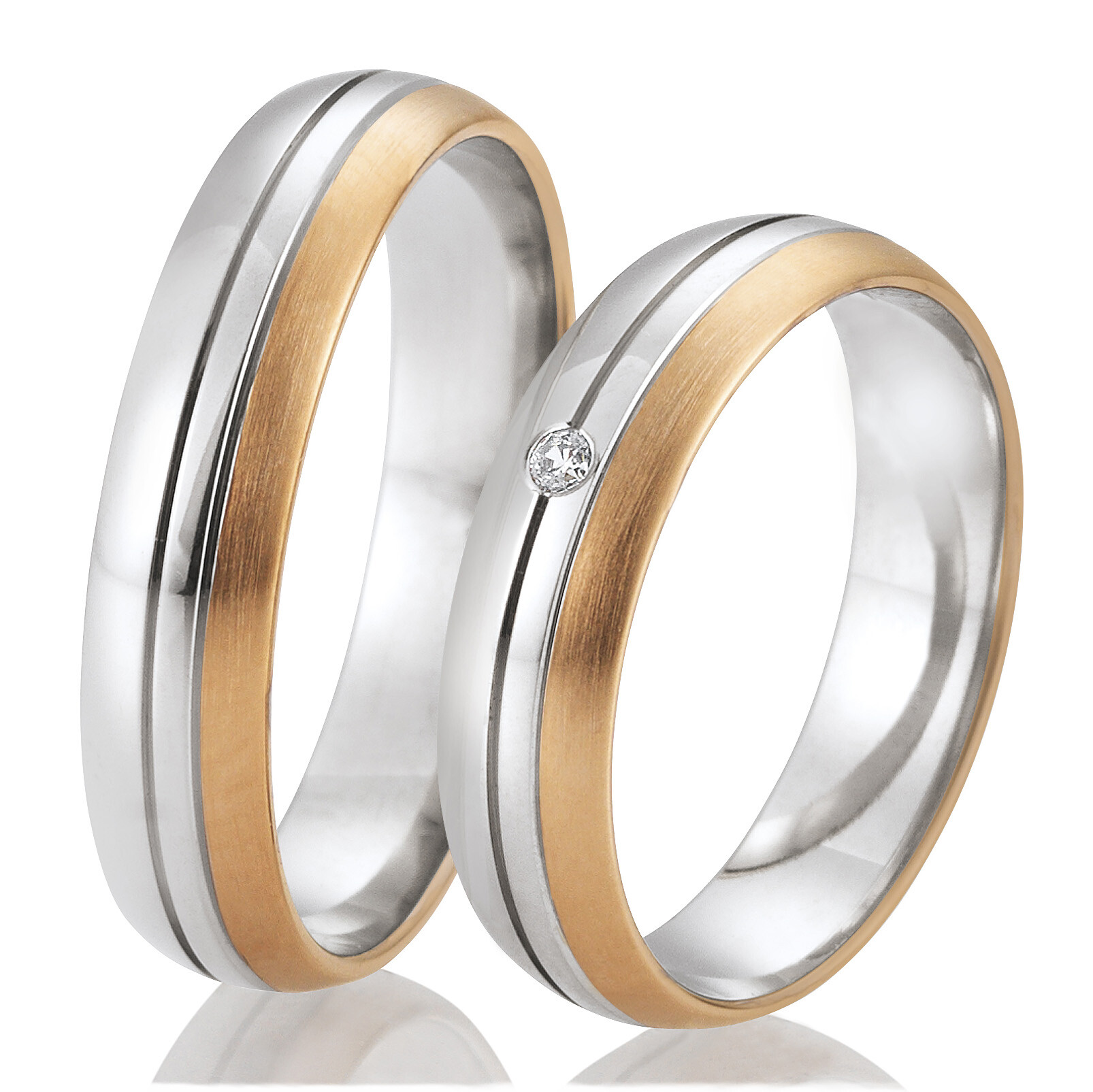 Breuning Trauringe 48/02675 & 48/02676 Palladium 500 & Rotgold 333