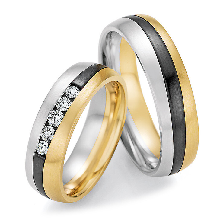 Collection Ruesch Trauringe Bicolor 14/10090 & 14/10100 Gelbgold Zirconium Weißgold