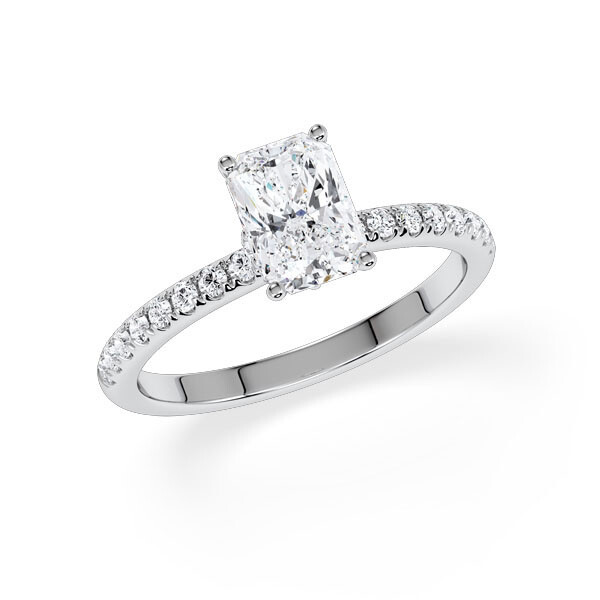 Diamantring Veiled Halo Radiant Weißgold Rubin 1896