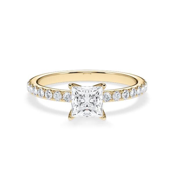 Verlobungsring Hollywood Gelbgold 750 Prinzess 1,270 ct Pavé – Rubin RU-1885