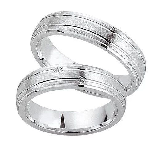 Schwarz Trauringe / Partnerringe Silber 925 Zirkonia SW925-032 Sterlingsilber feinmatt