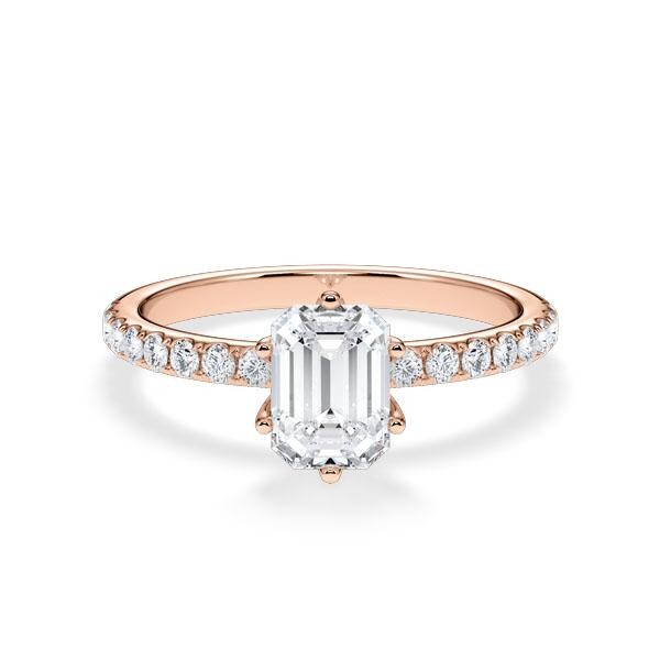 Verlobungsring Hollywood Rotgold 750 Emerald Pavé – Rubin RU-1881