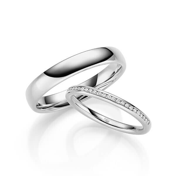 Paar Trauringe / Eheringe Palladium 585/- zus. 0,140 ct, tw, si - RU-1697-6