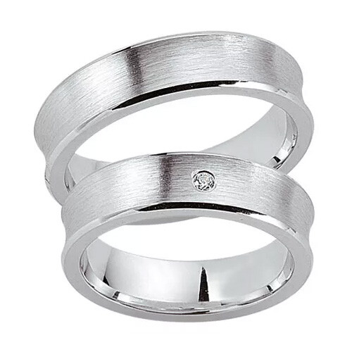 Schwarz Trauringe / Partnerringe Silber 925 Zirkonia SW925-034 Sterlingsilber feinmatt