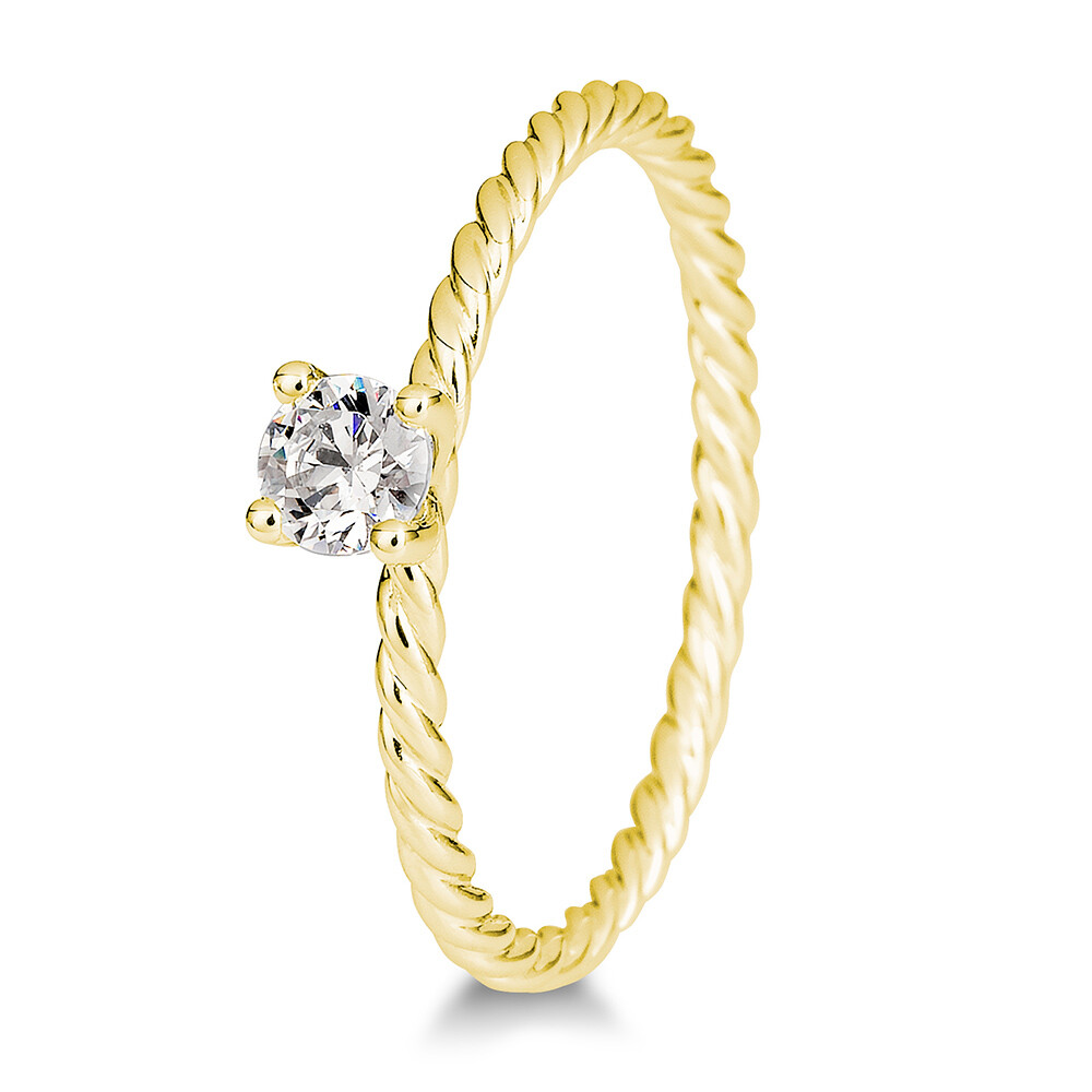 Kordelring Solitär Gelbgold mit Brillant Breuning