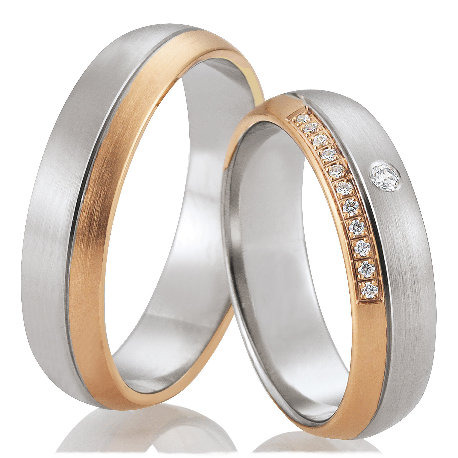 Breuning Trauringe 48/02685 & 48/02686 Palladium 500 & Rotgold 333