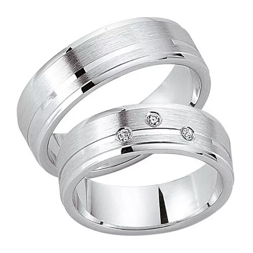 Schwarz Trauringe / Partnerringe Silber 925 Zirkonia SW925-111 Sterlingsilber feinmatt