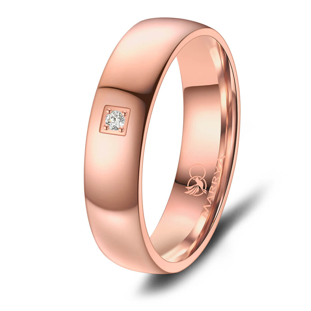 Partnerringe Trauring Edelstahl Rosé mit Zirkonia Marrya ES-31