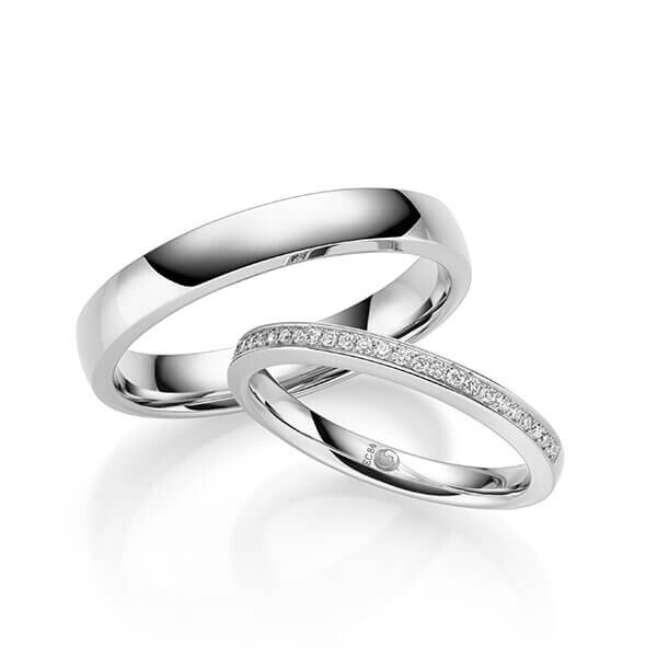 Paar Trauringe / Eheringe Platin 600/- zus. 0,135 ct, tw, si - RU-1698-5