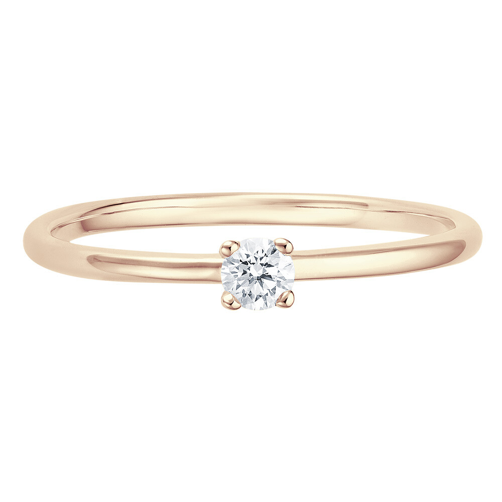 bella luce Solitaire Ring Roségold Brillant 0.090 ct. w/si, liegend