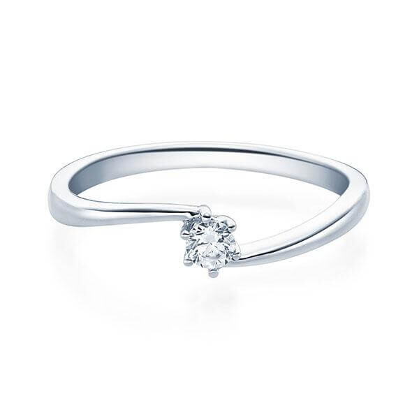 Verlobungsring Little Twist Solitär Brillant 0,08ct W,SI Weißgold Rubin RU-1584