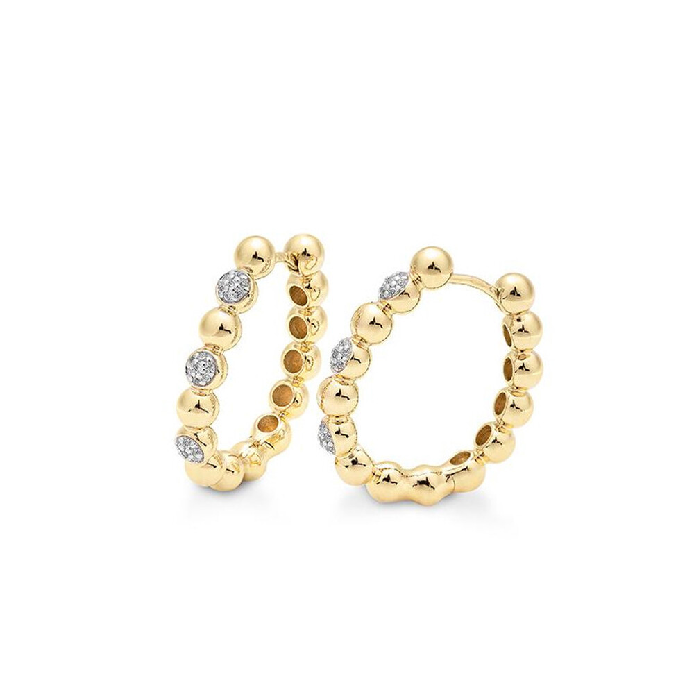 Creolen mit Kugeln und Diamanten Gelbgold Breuning 0603115