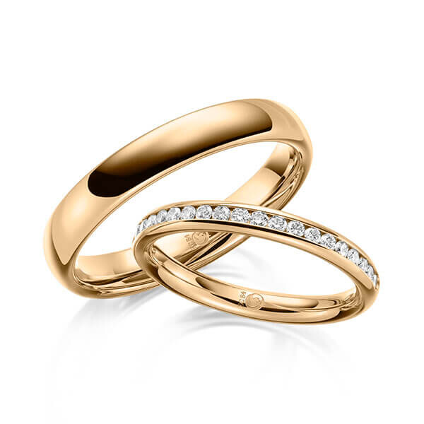 Paar Trauringe / Eheringe Roségold 375/- zus. 0,300 ct, tw, si - RU-1637-4