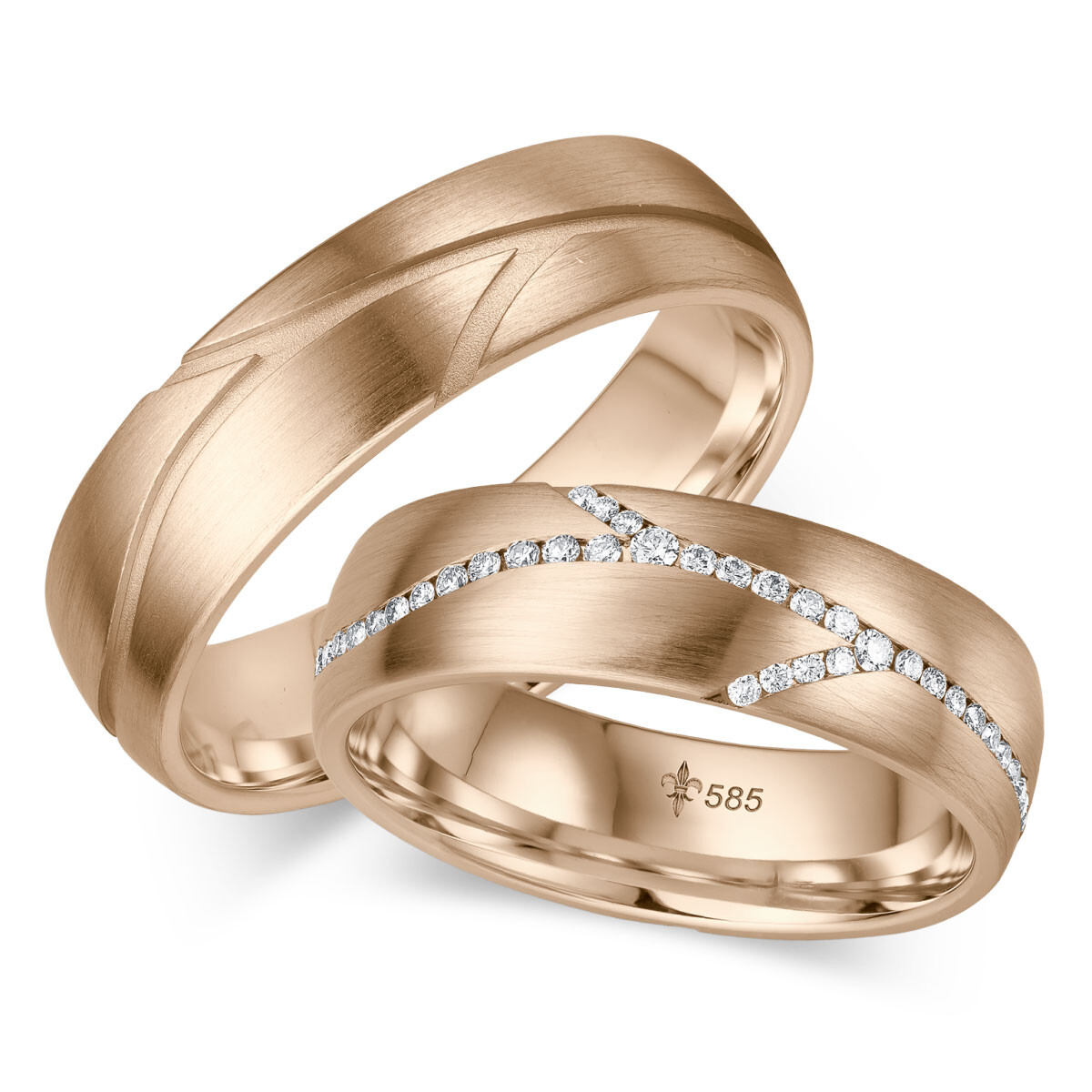 Giloy Trauringe Murielle Roségold TR-0-00017 & TR-1-00017