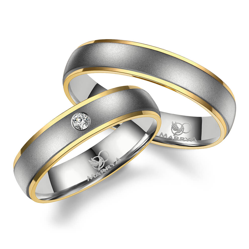 Trauringe Partnerringe Titan Gelb Zirkonia Marrya TI-11