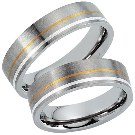 Schwarz Partnerringe Titan Silber Gold 20031