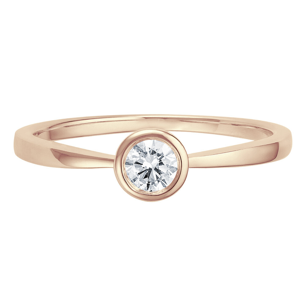 bella luce Solitaire Ring Roségold Brillant 0.170 ct. w/si, liegend