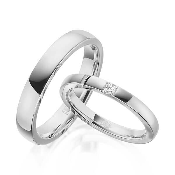 Trauringe Platin Princess-Diamant Rubin RU-1612