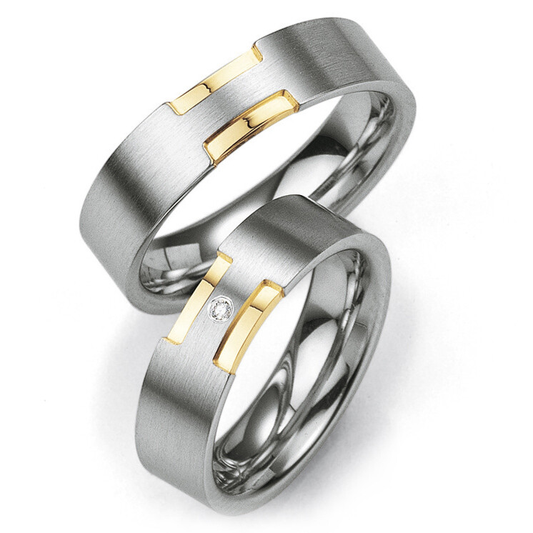 Breuning Trauringe / Partnerringe aus Silber 925 mit Gelbgoldplattierung - 48/08007 & 48/08008