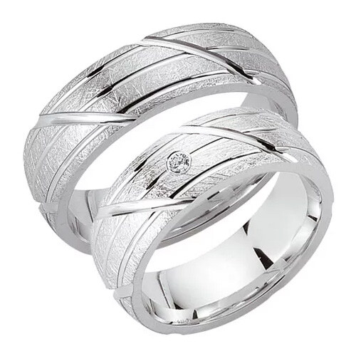 Schwarz Trauringe / Partnerringe Silber 925 Zirkonia SW925-040 Sterlingsilber kreismatt