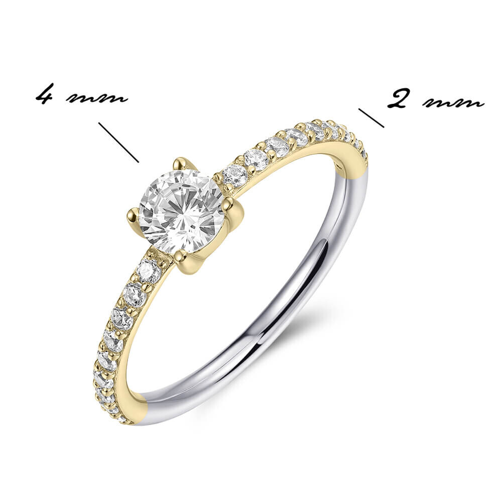 Pavé Ring Silber 925 Gold Zirkonia Weiß Gisser R468Y