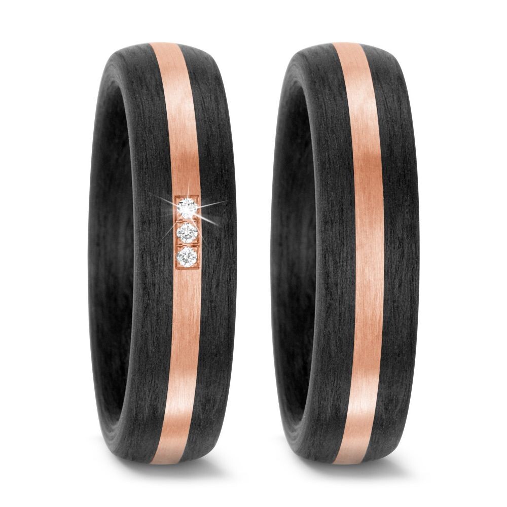 Trauringe Carbon Roségold 585 Brillant TitanFactory 59318