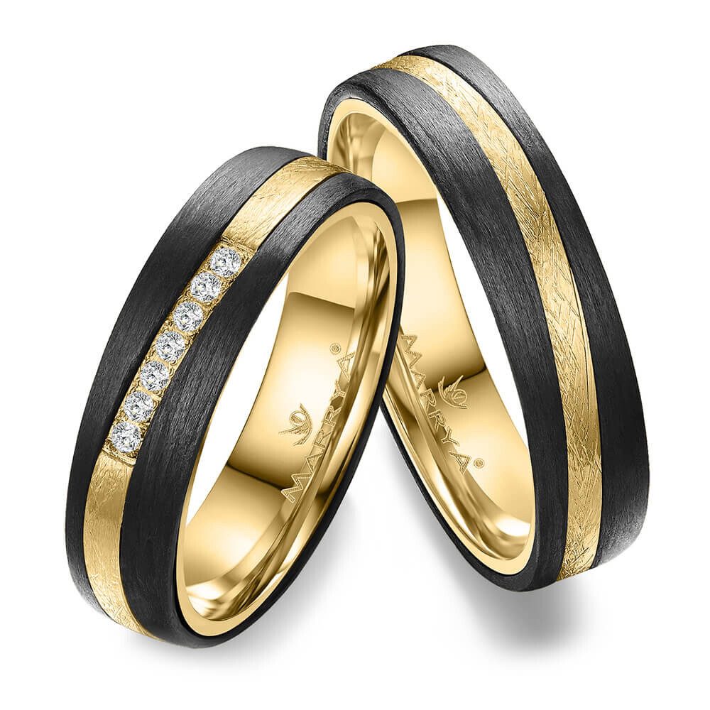 Trauringe Partnerringe Gelbgold Carbon Marrya CA-17