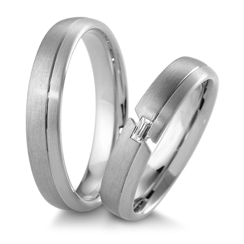 Trauringe Weißgold Baguette Breuning 48/04141 & 48/04142