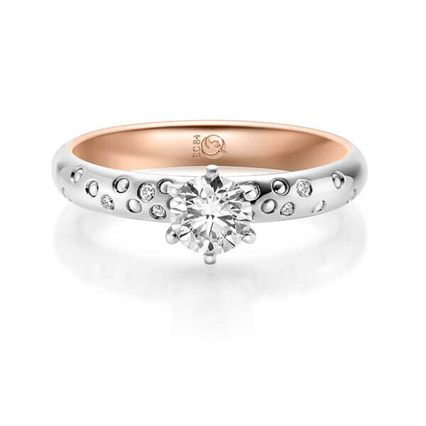 Diamantring Weißgold 333 & Rotgold 333 zus. 0,530 ct, Lab-Grown & tw,si Brillant Rubin RU-1726-16