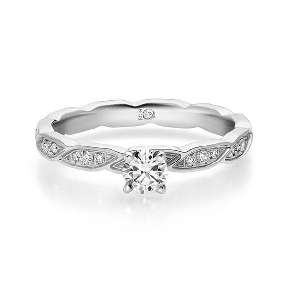 Diamantring Graugold 585 zus. 0,330 ct, tw,si Brillant Rubin RU-1720-5