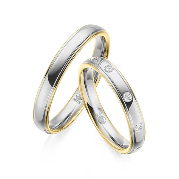 Trauringe Mehrfarbig Gelbgold Graugold dunkel Rubin RU-1601