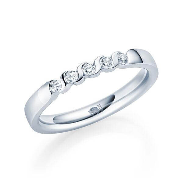 Memoire- Diamantring Weißgold 333 zus. 0,200ct. Brillant Rubin RU-1566