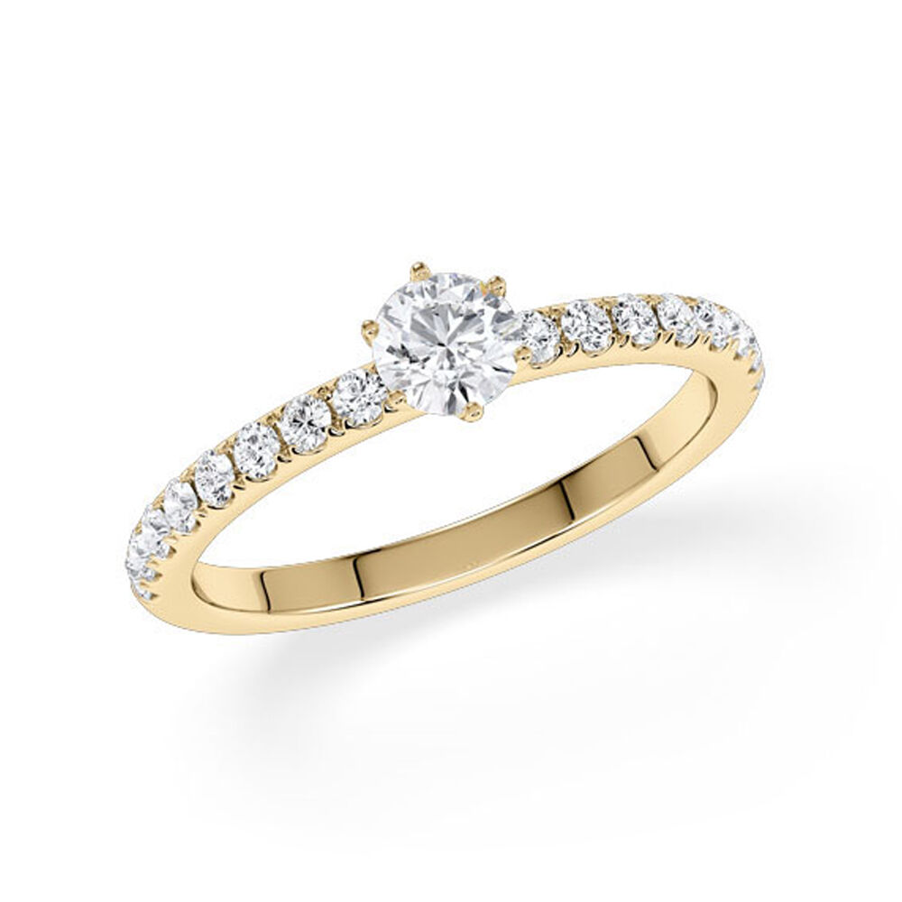 Verlobungsring Hollywood Gelbgold 750 Brillant 0,570 ct Pavé – Rubin RU-1888