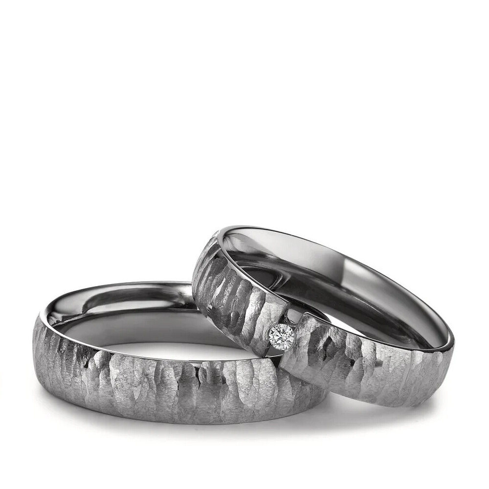 Trauringe aus Tantal mattiert Brillant TeNo 597535-6