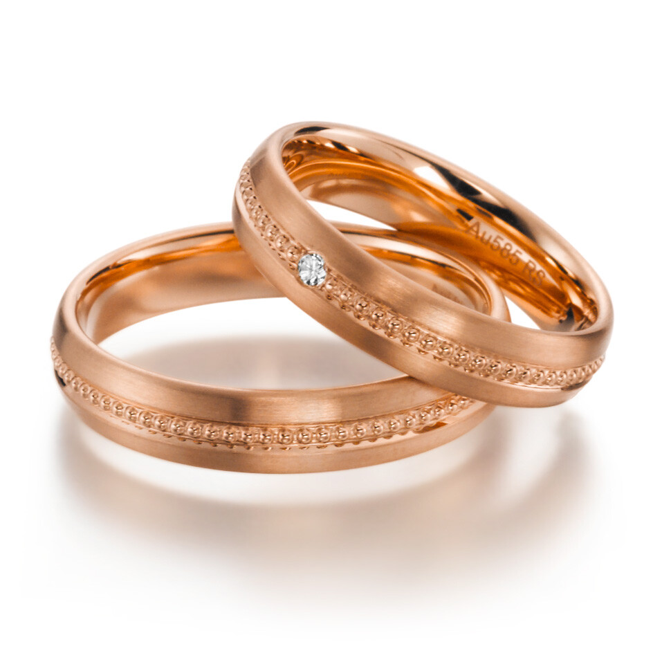 Sickinger Trauringe Rotgold Perlfuge SC-1136-3